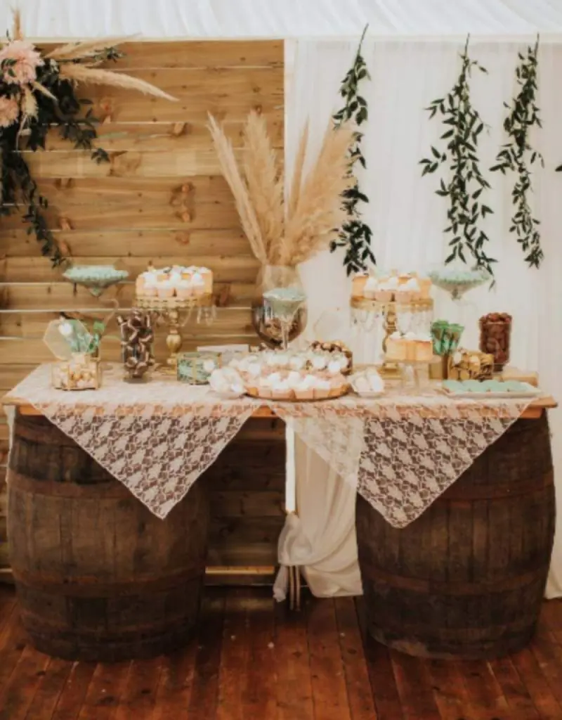 Decoração para chá de panela rústico com capim dos pampas
