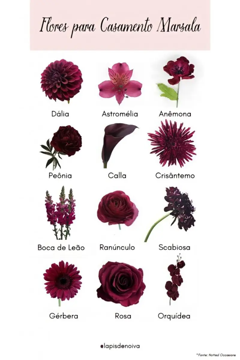 flores para casamento marsala