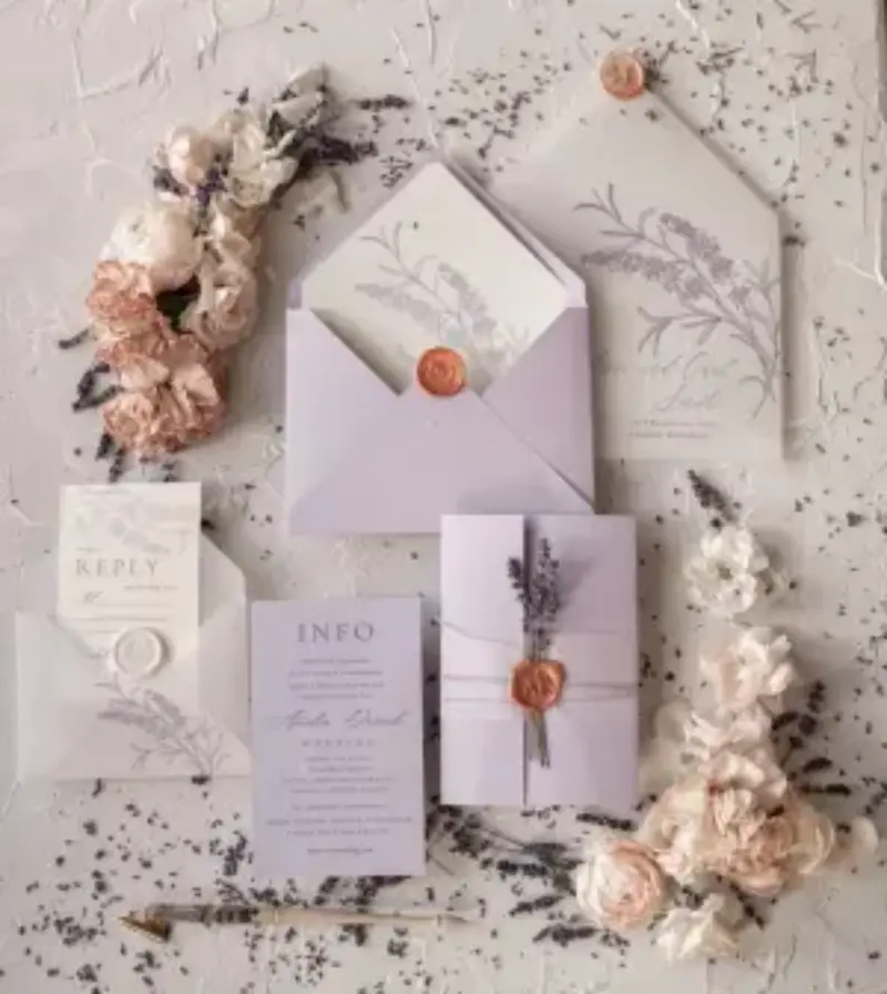 identidade visual para casamento lavanda