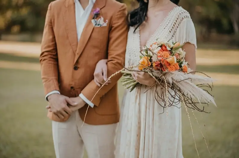 look dos noivos em terracota