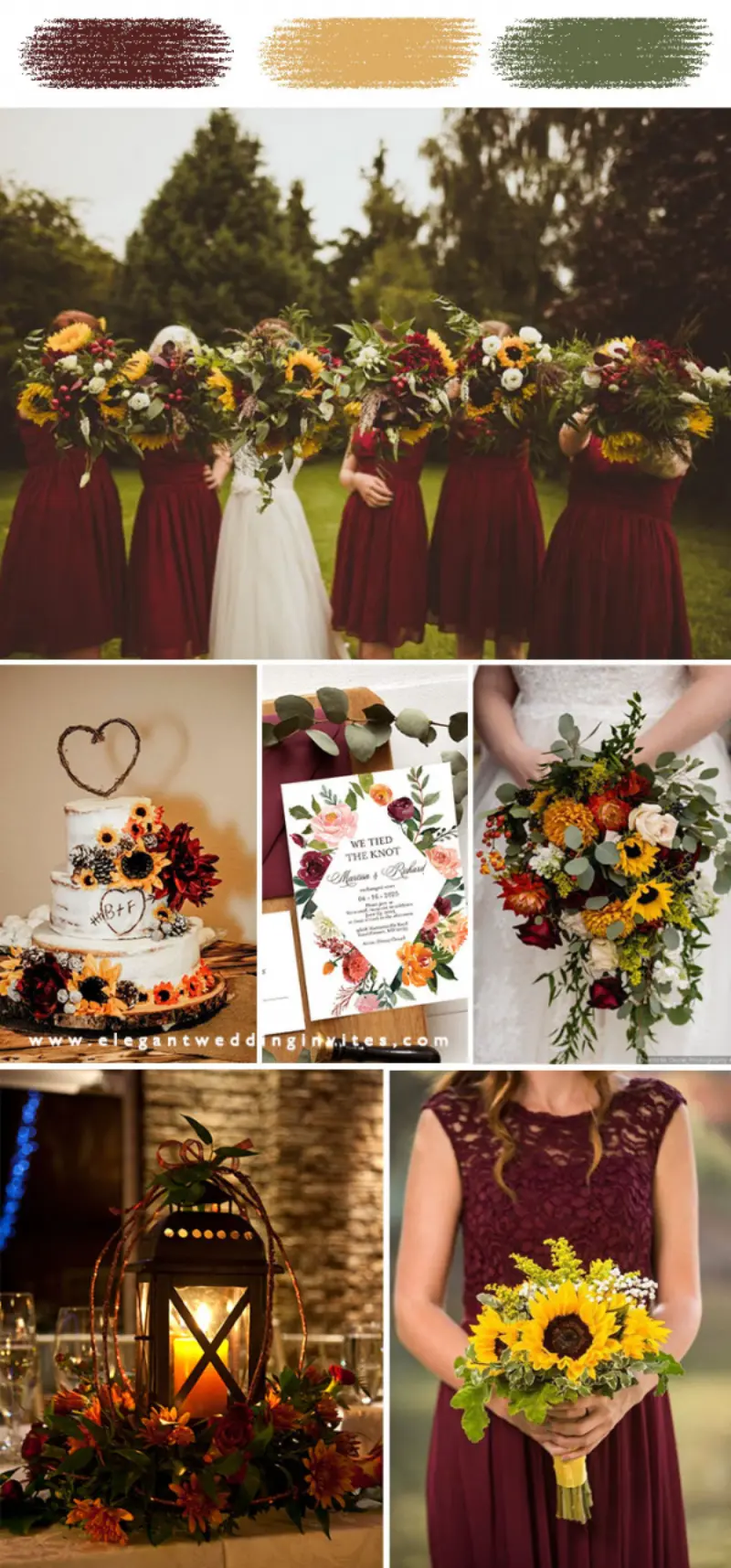 paleta de cores de casamento girassol