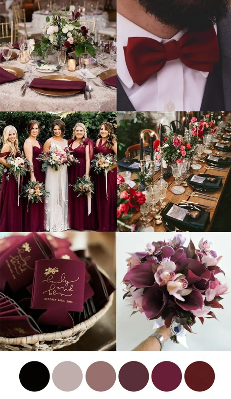 paleta de cores para casamento marsala