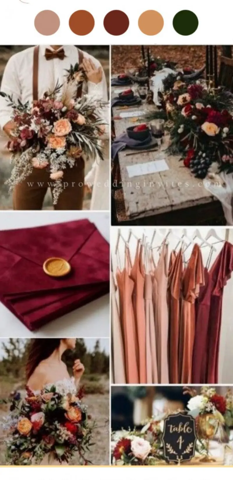 paleta de cores para um casamento em tons terrosos