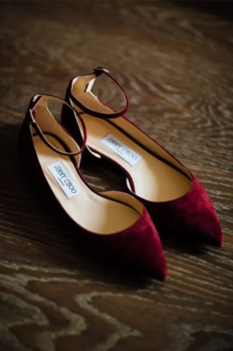 sapato de noiva de veludo marsala