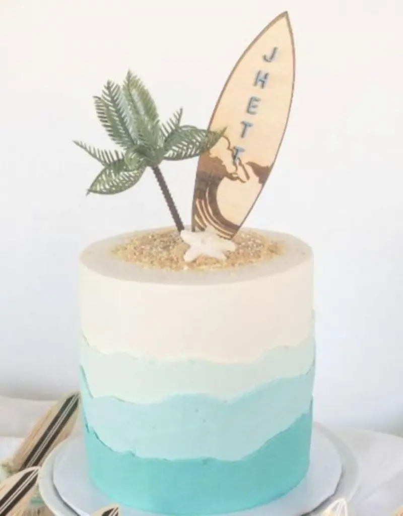  topo de bolo casamento na praia de prancha