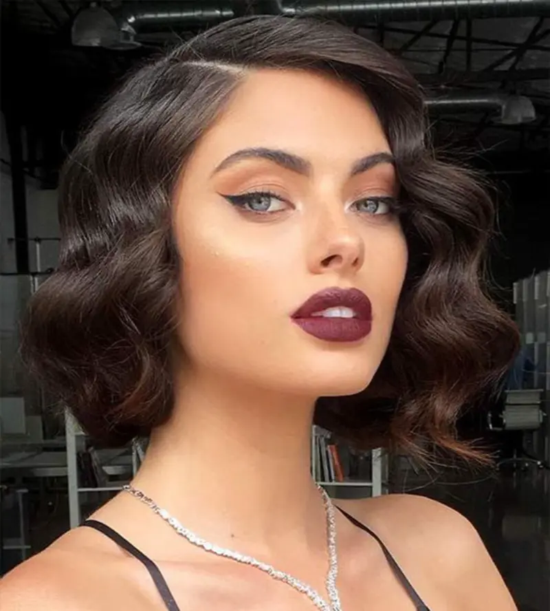 penteado ondulado com ondas vintage