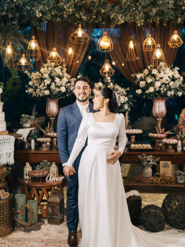 Casamento rústico com detalhes em macramê no campo