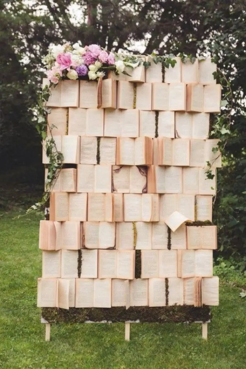 backdrop instagramavel de livro para casamento