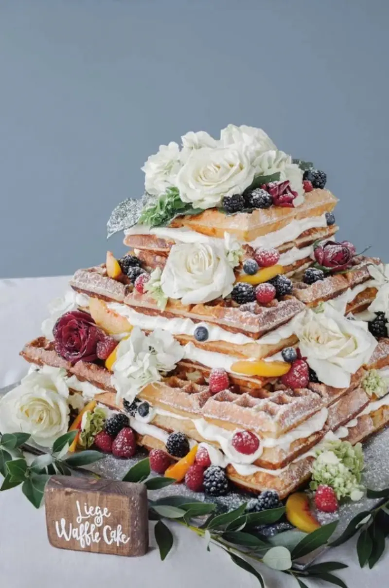  bolo de waffle para casamento civil