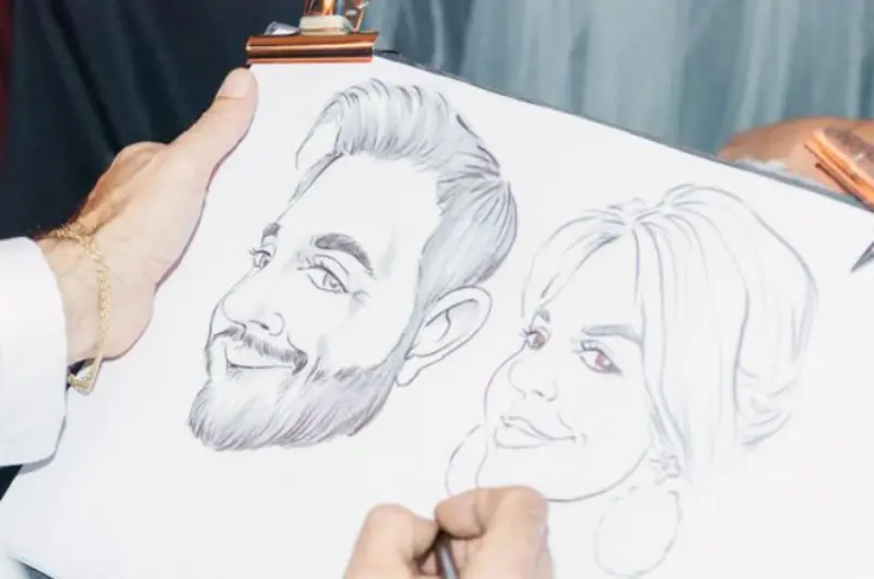 caricatura no casamento