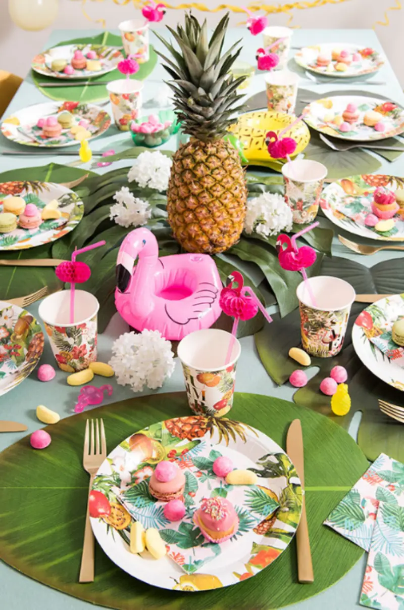 decoração de mesa de casamento tema luau