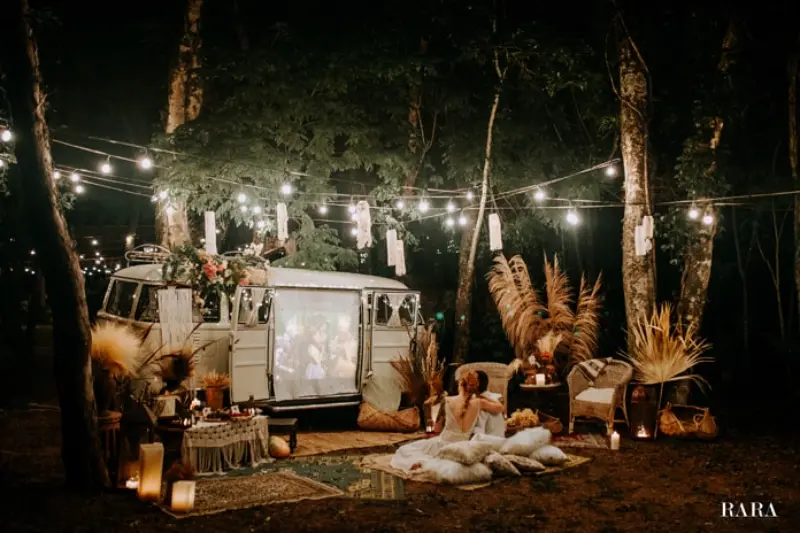 lounge ao ar livre com kombi