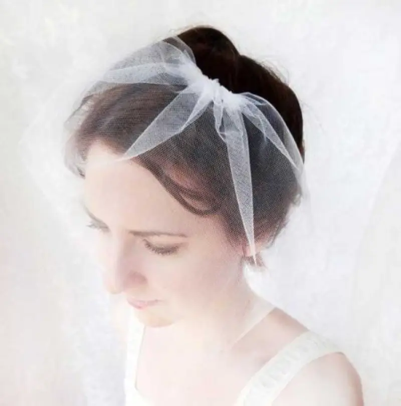  mini véu de noiva para cabelo curto