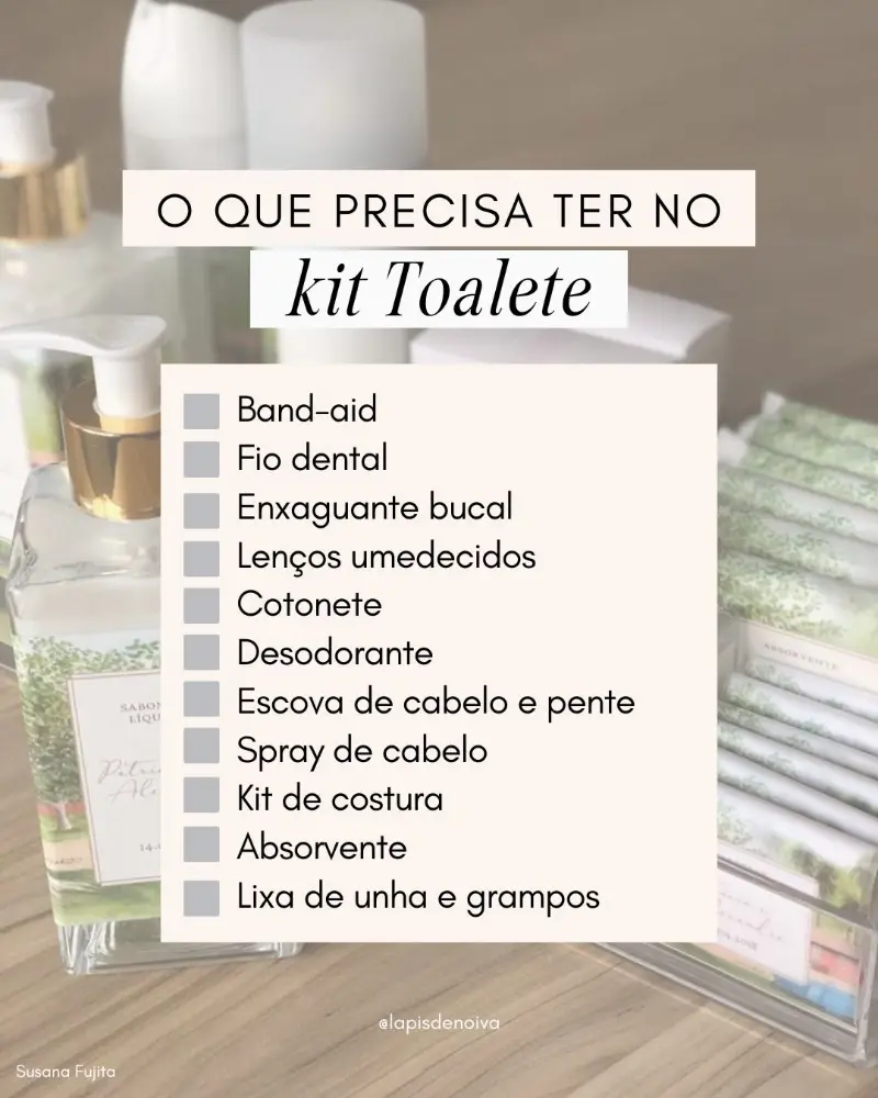 checklist kit toalete de casamento