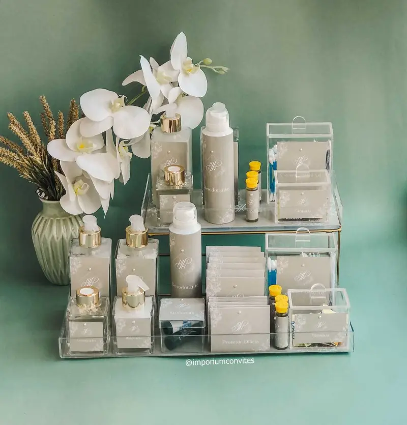 kit toalete para banheiro com suporte