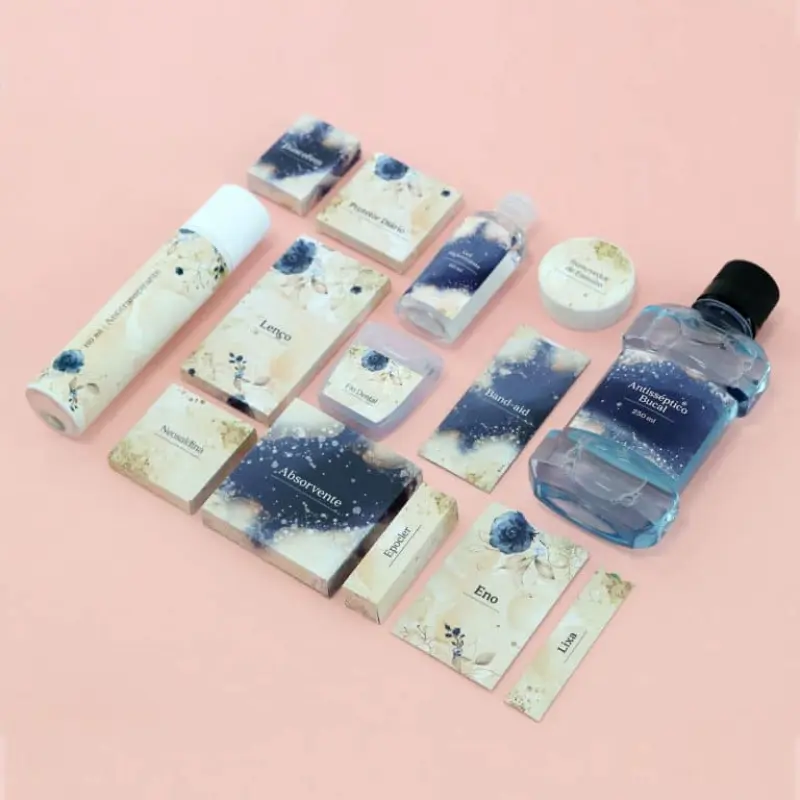 kit toalete personalizado em tons de azul