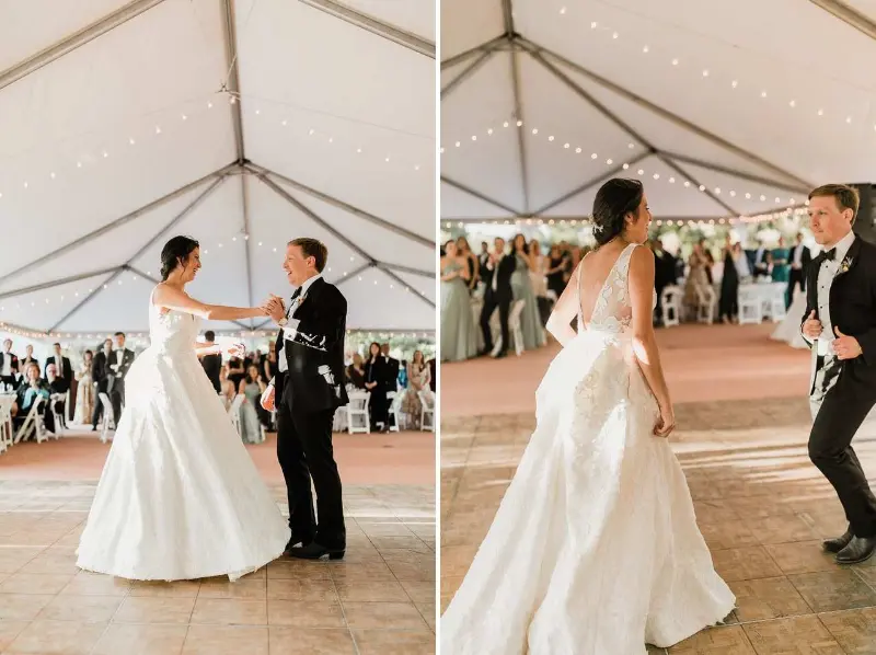 noivos se divertindo durante a dan&ccedil;a