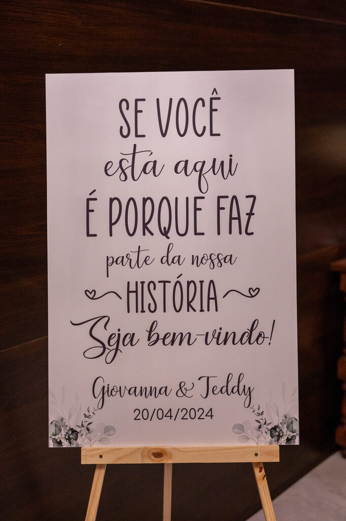 placa de boas-vindas