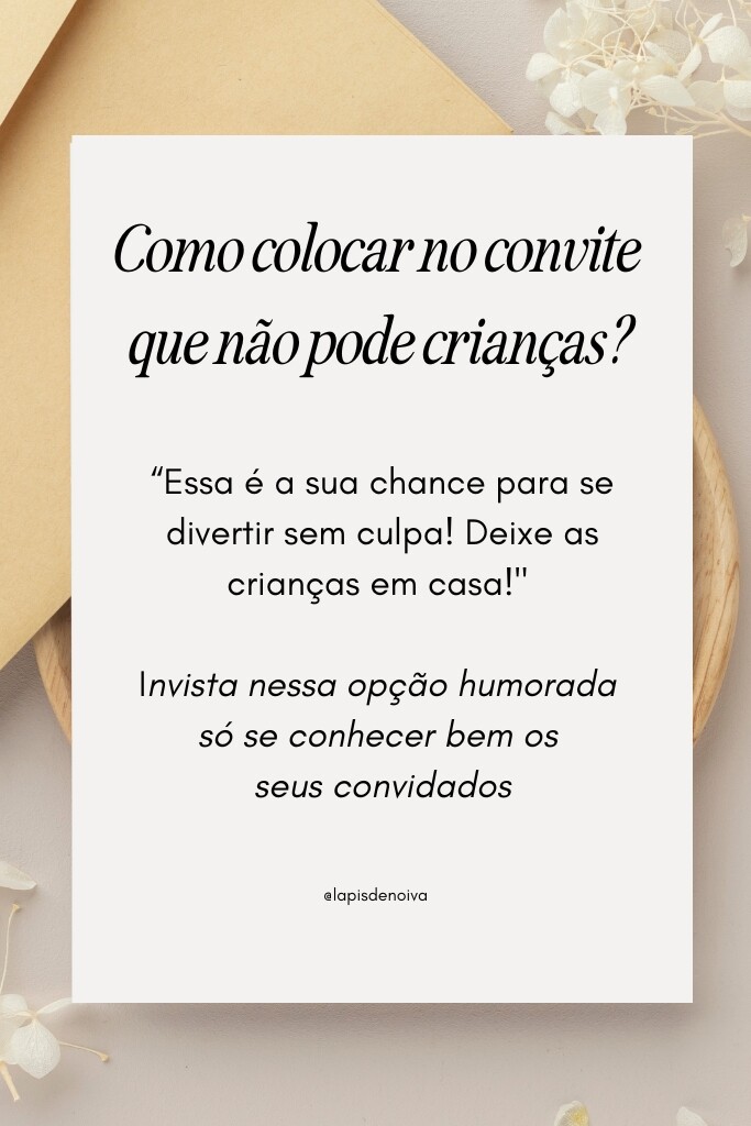 Casamento sem criança: como fazer e colocar no convite