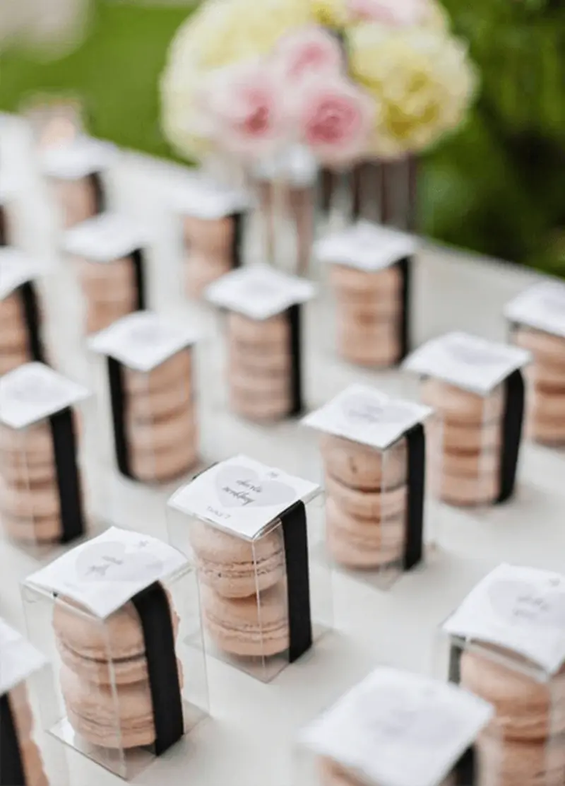 macaron para lembrancinha de casamento em embalagem
