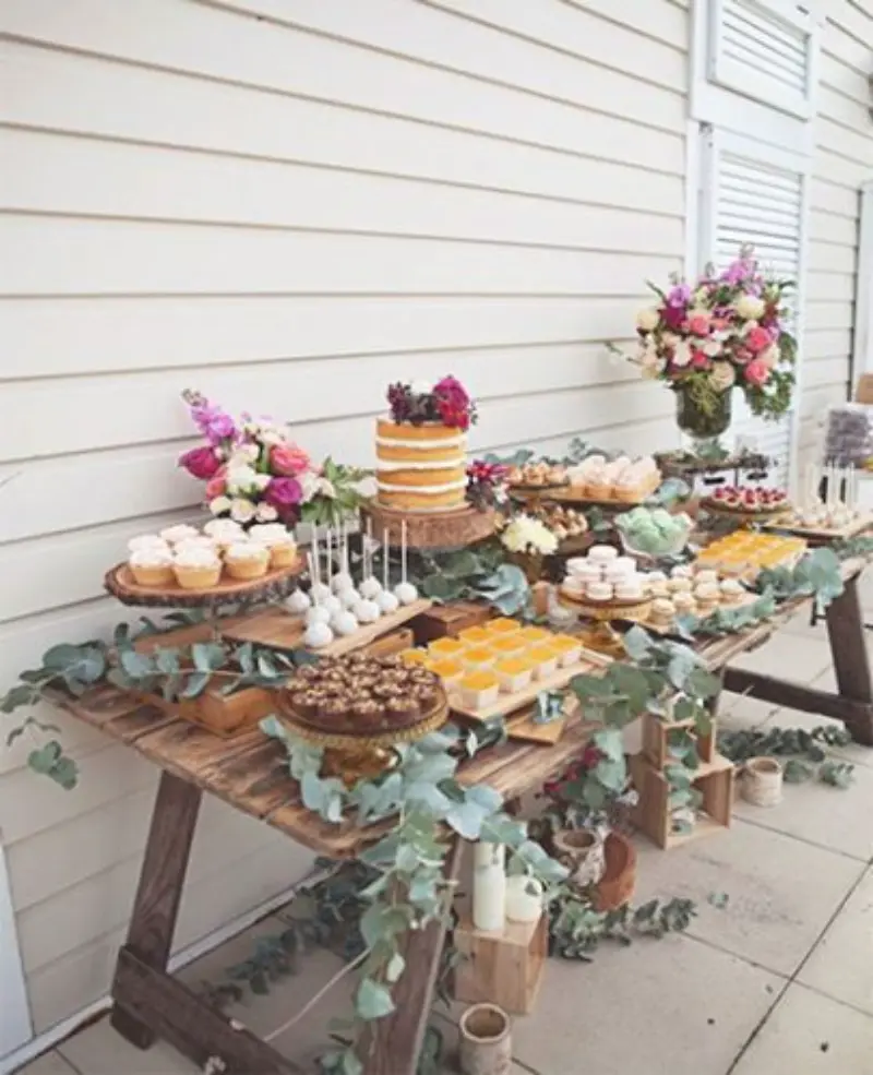 mesa de chá de panela rustico