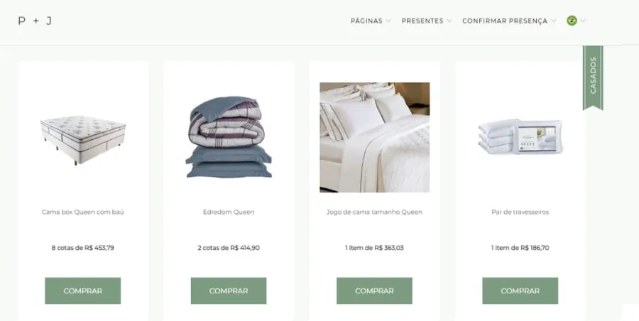 lista de presentes de casamento online