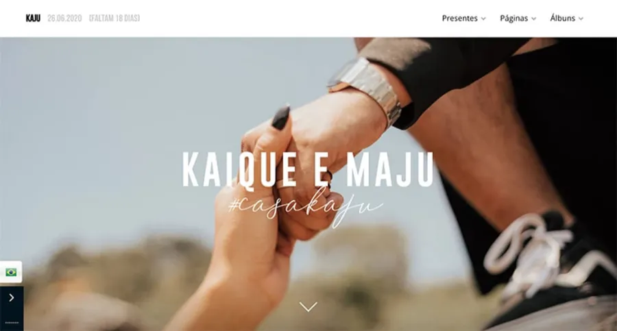 banner de site de casamento e lista de presentes online