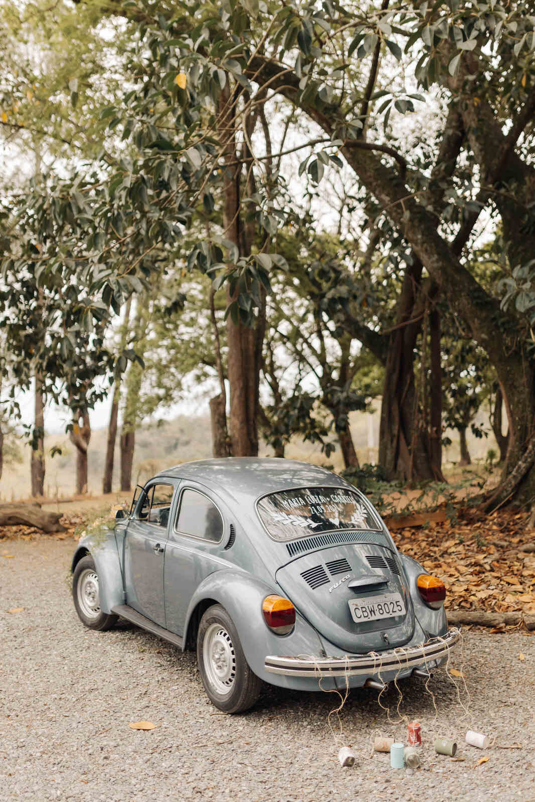 fusca azul decorado para casamento