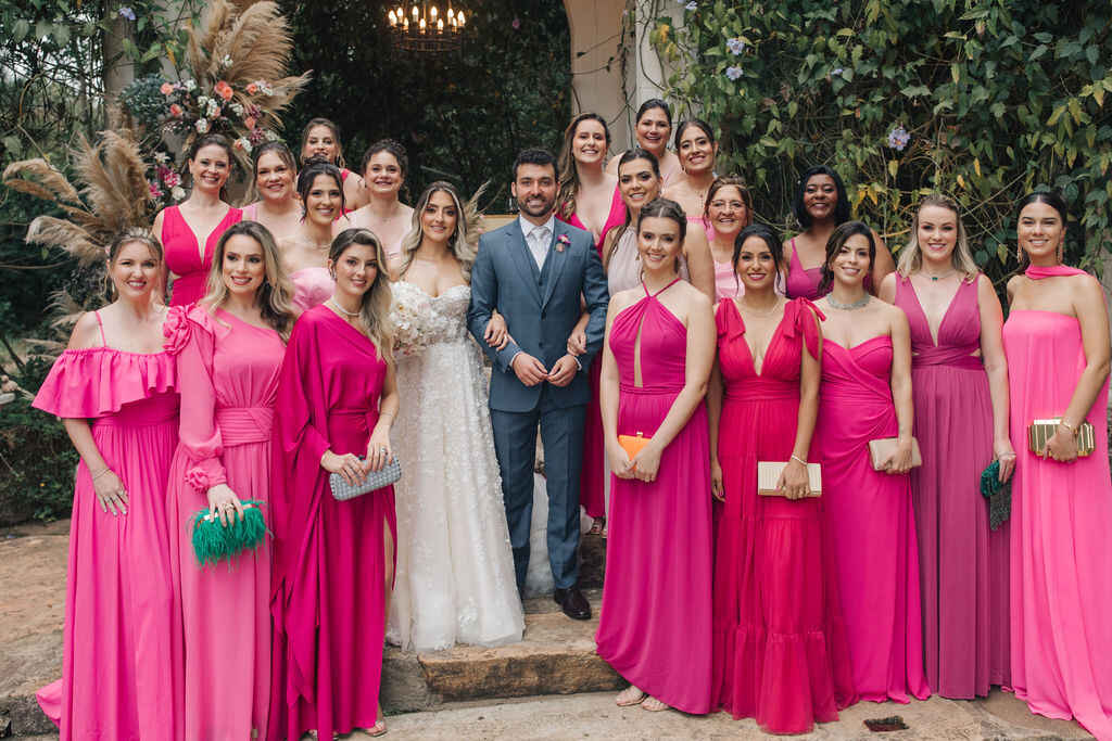 madrinhas com vestidos pink 