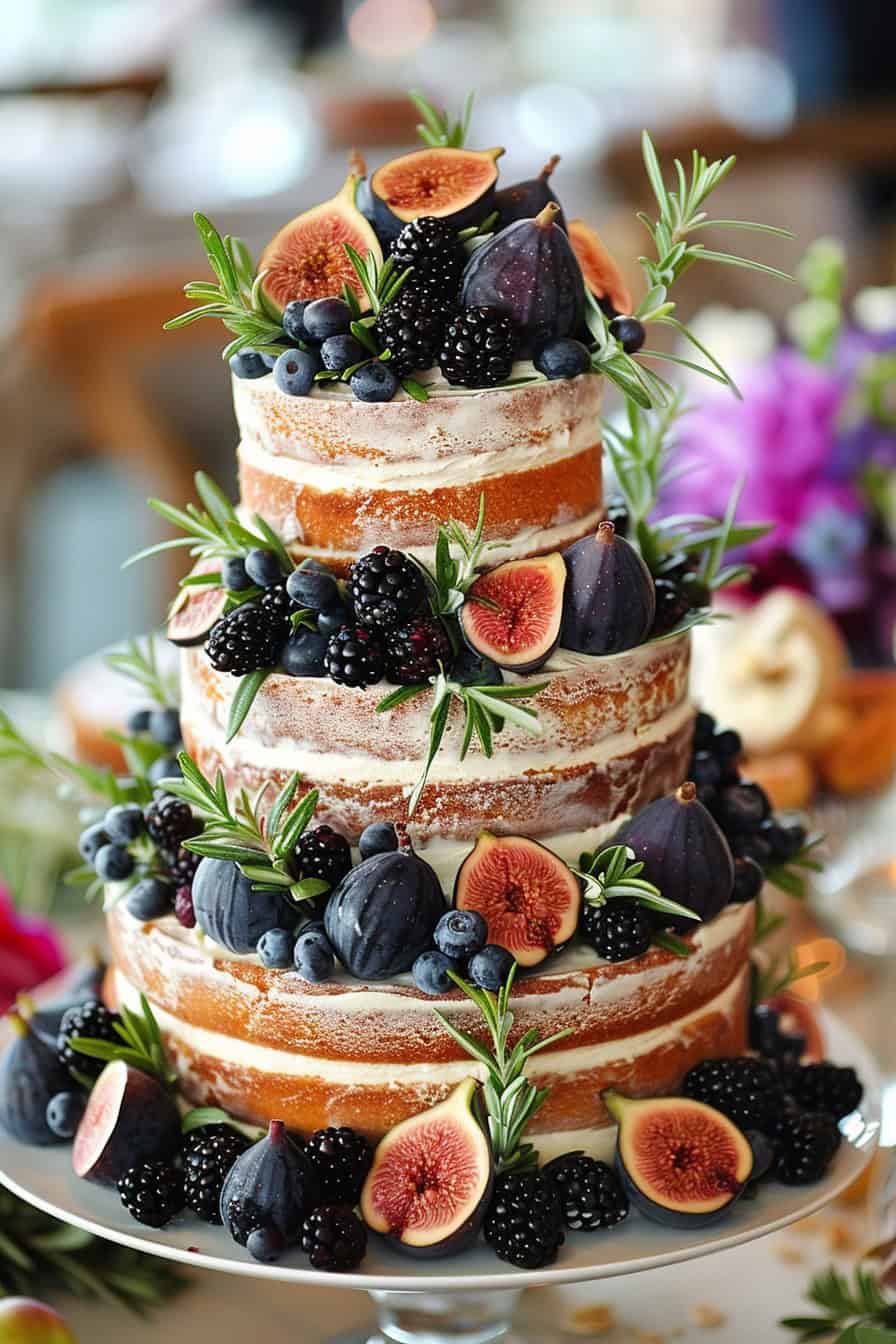 Naked Cake com figos e amoras