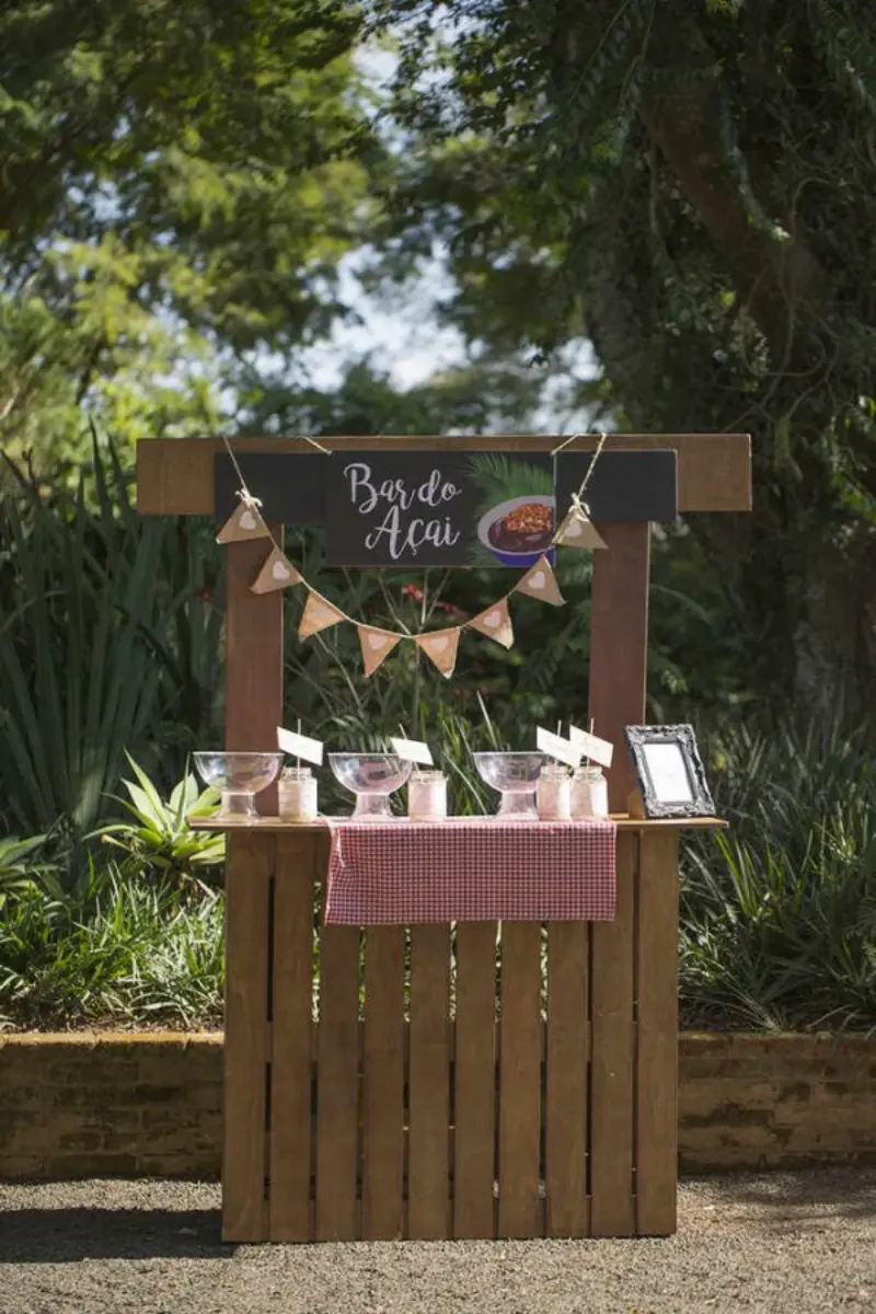 bar de açai para casamento ao ar livre