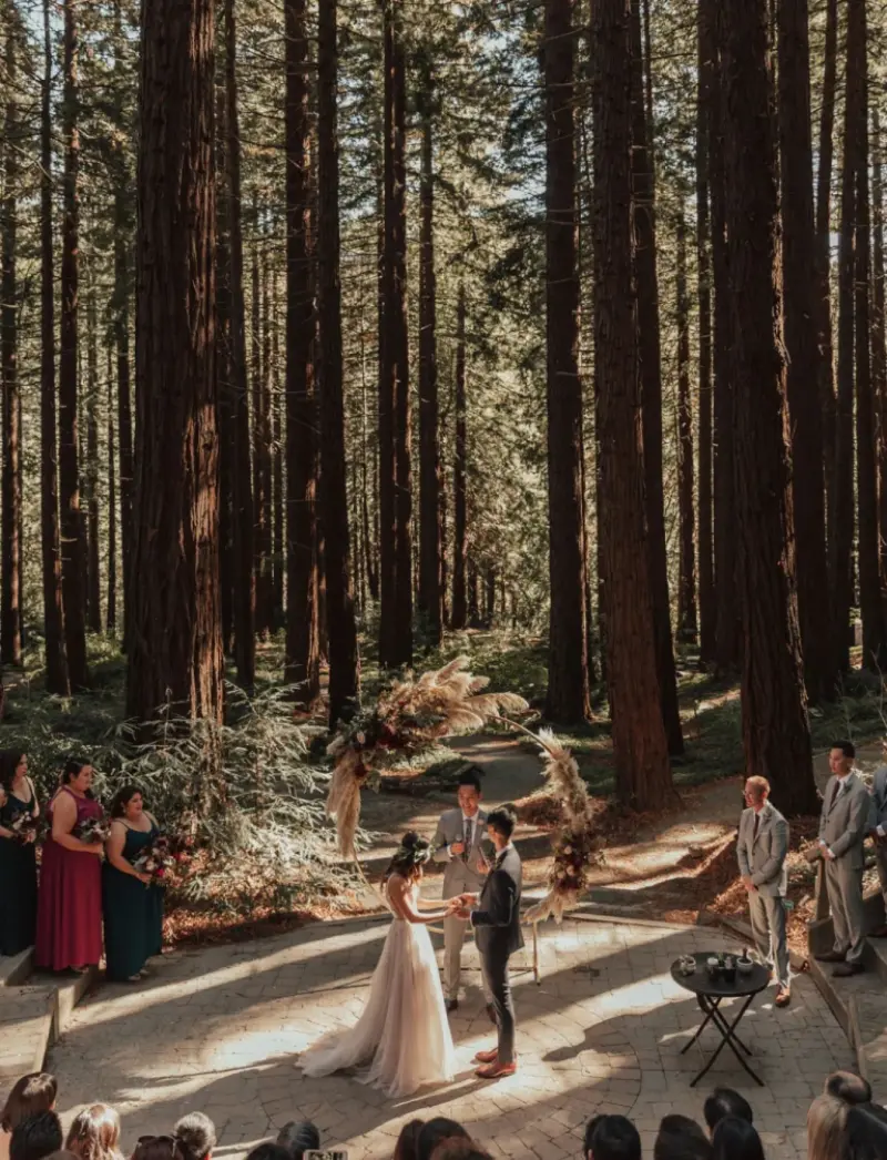 cerimônia de casamento no bosque