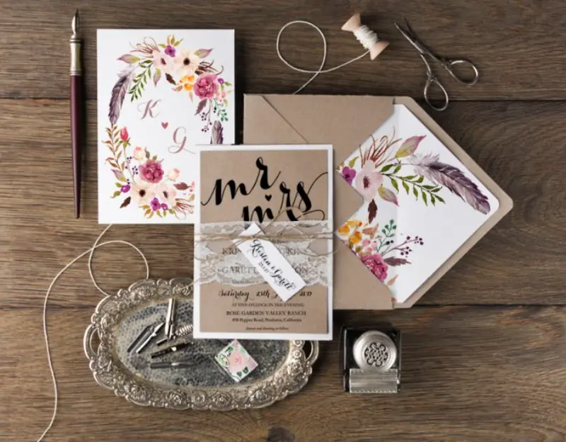 convite de casamento rústico no campo