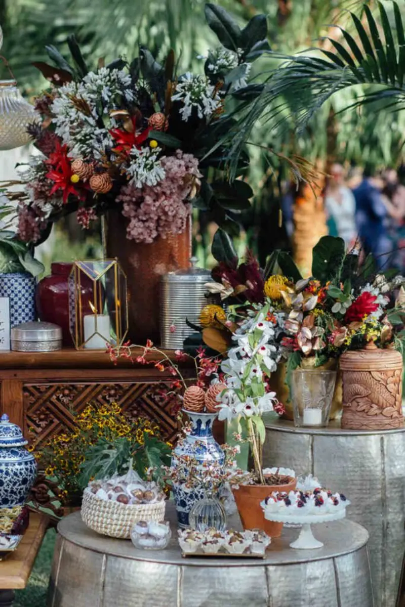 mesa de doces para casamento rústica