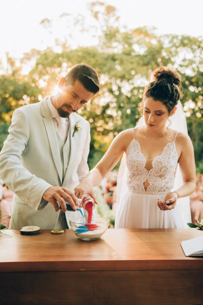ritual da areia em cerimônia de casamento