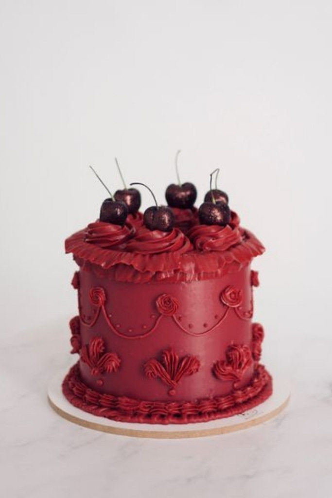 bolo de casamento vermelho vintage