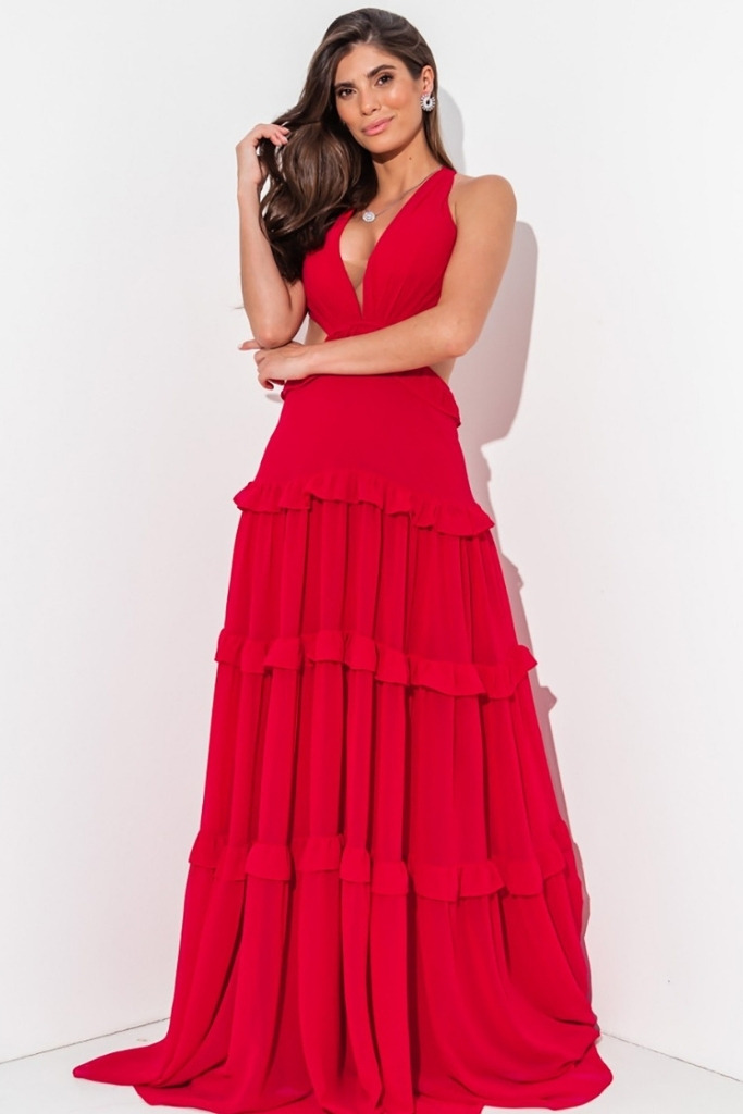 madrinha com vestido vermelho