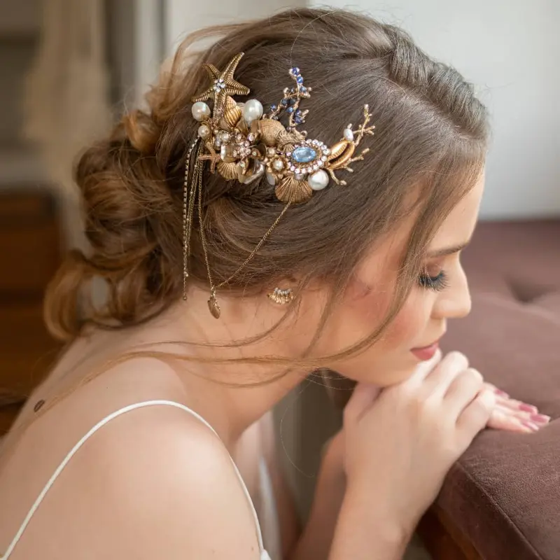 grinalda de noiva com estrela do mar para casamento na praia