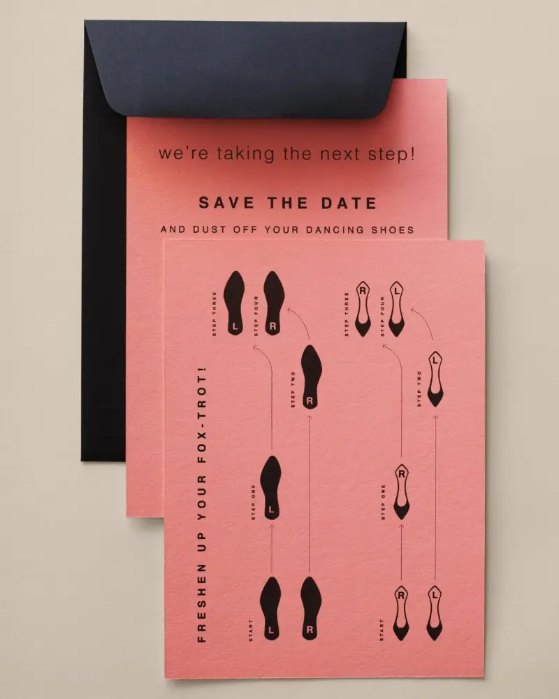 save the date com desenho de sapato