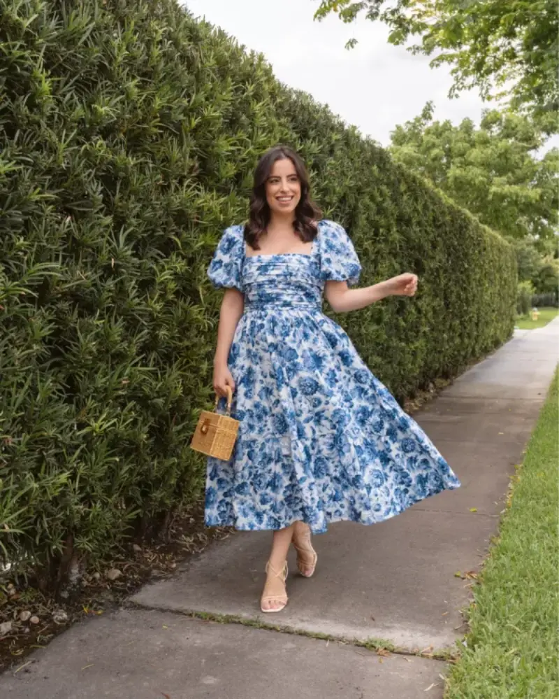 vestido florido midi esporte fino