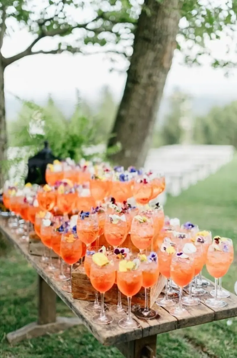 welcome drink para casamento ao ar livre