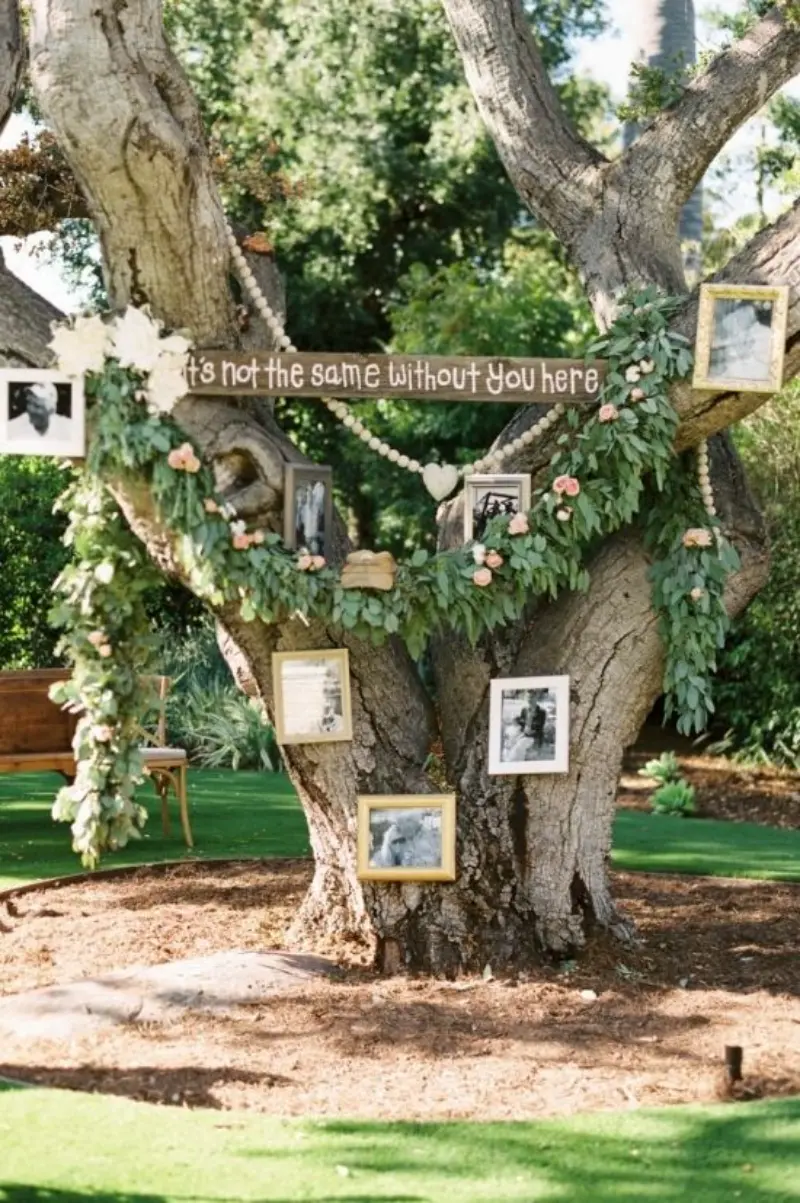 &aacute;rvore com fotos de homenagem p&oacute;stuma