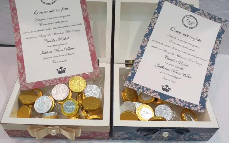 convite de daminha ba&uacute; dos tesouros 