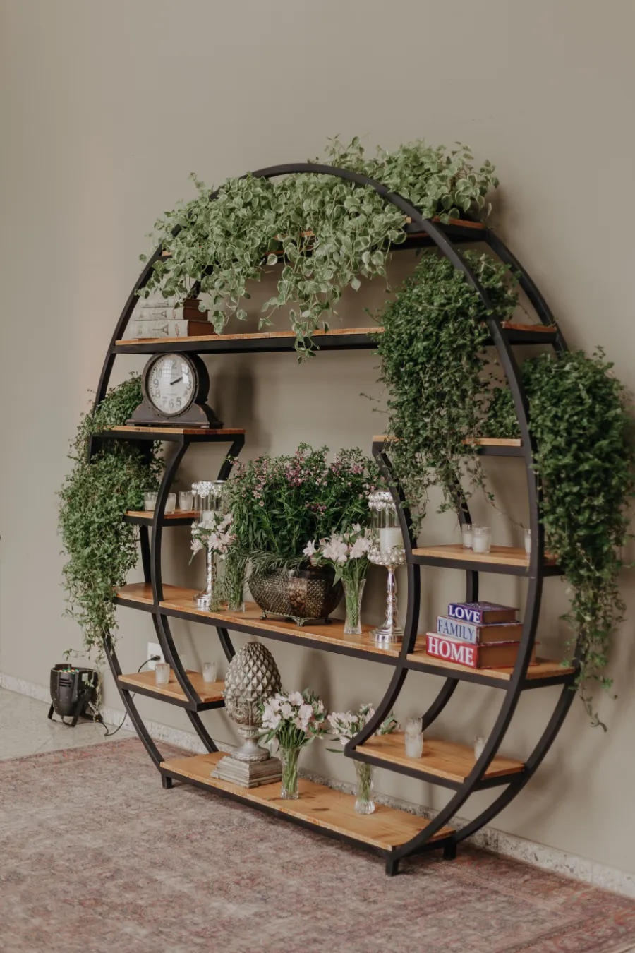 estante decorada com plantas