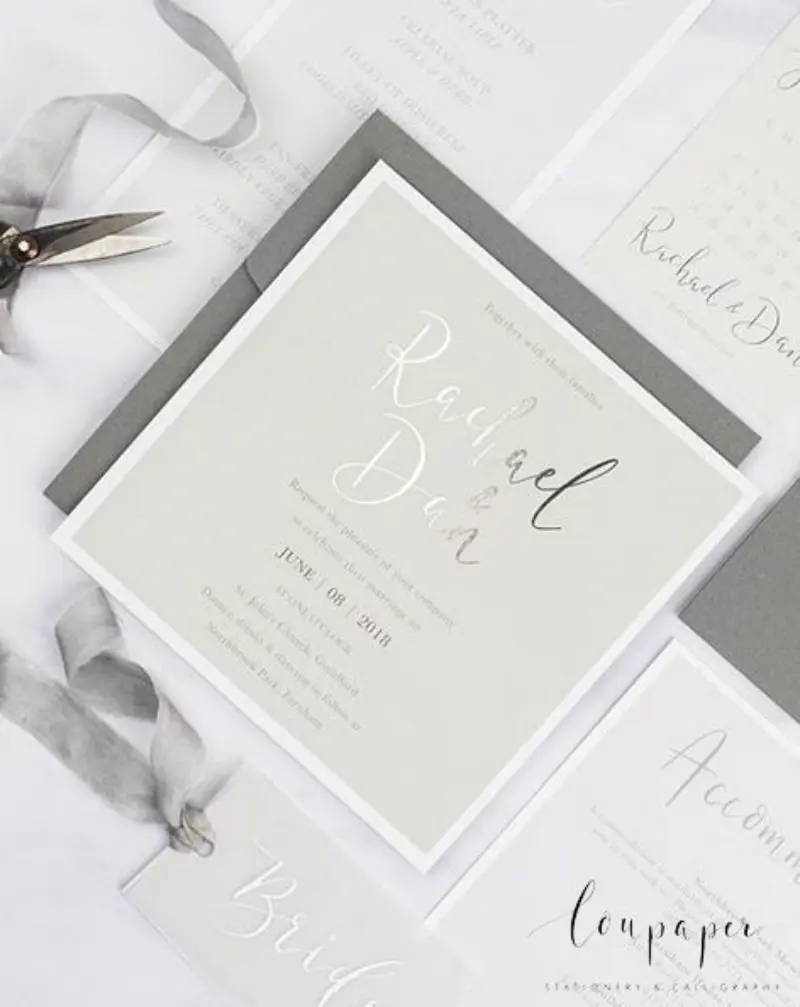 convite para bodas de prata em cinza