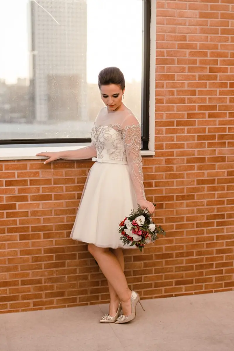 vestido de noiva curto bordado