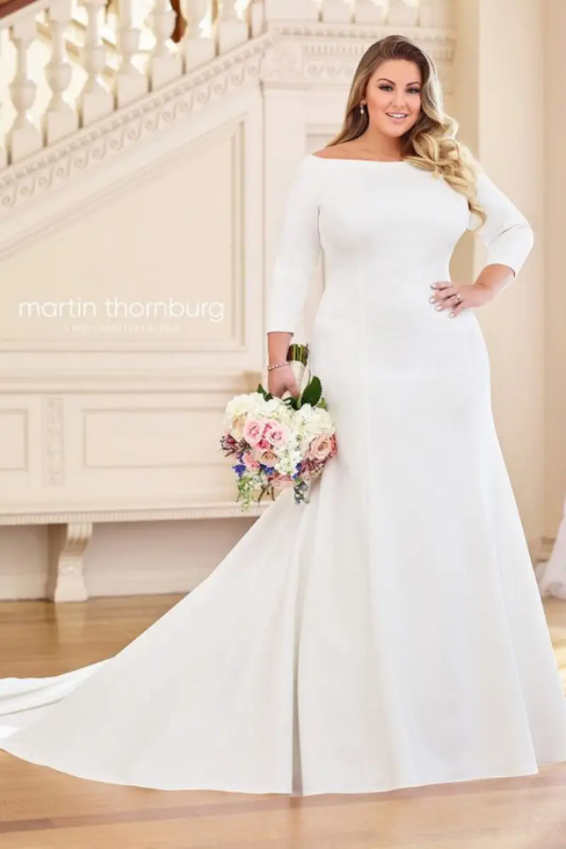 vestido de noiva plus size simples minimalista