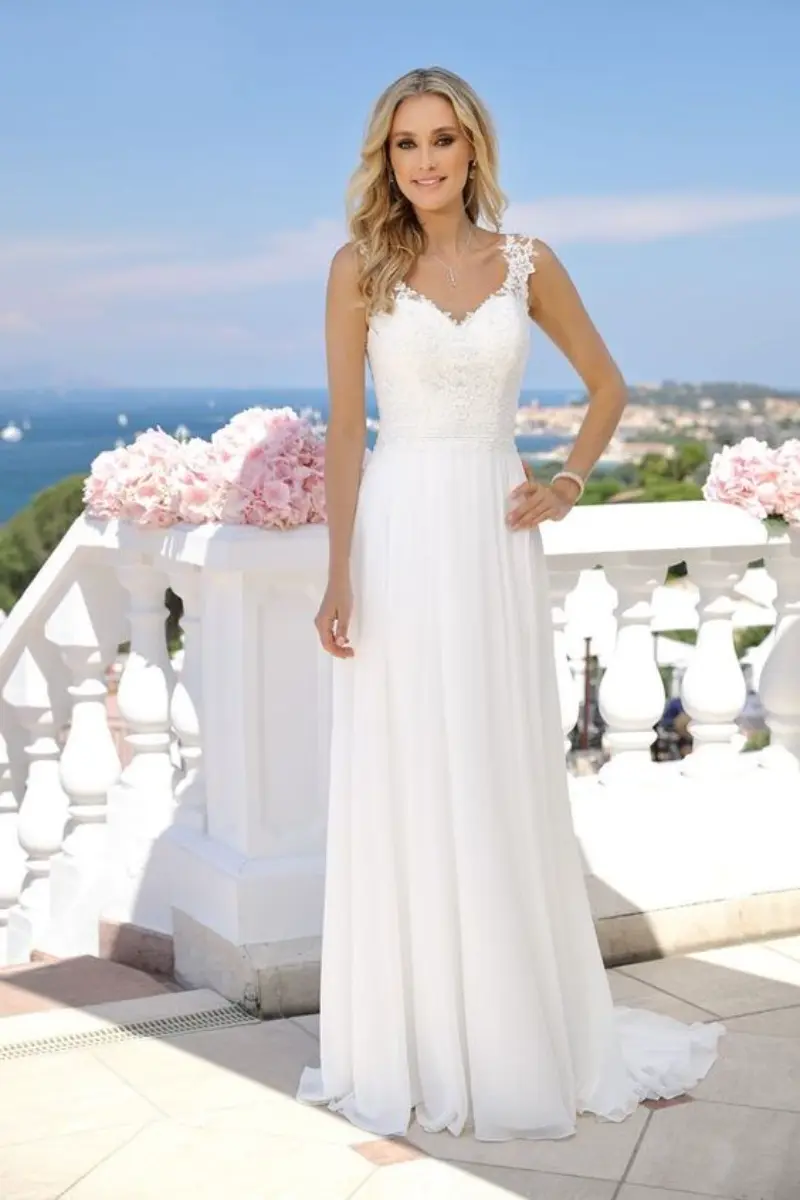 vestido de noiva longo com mangas de renda