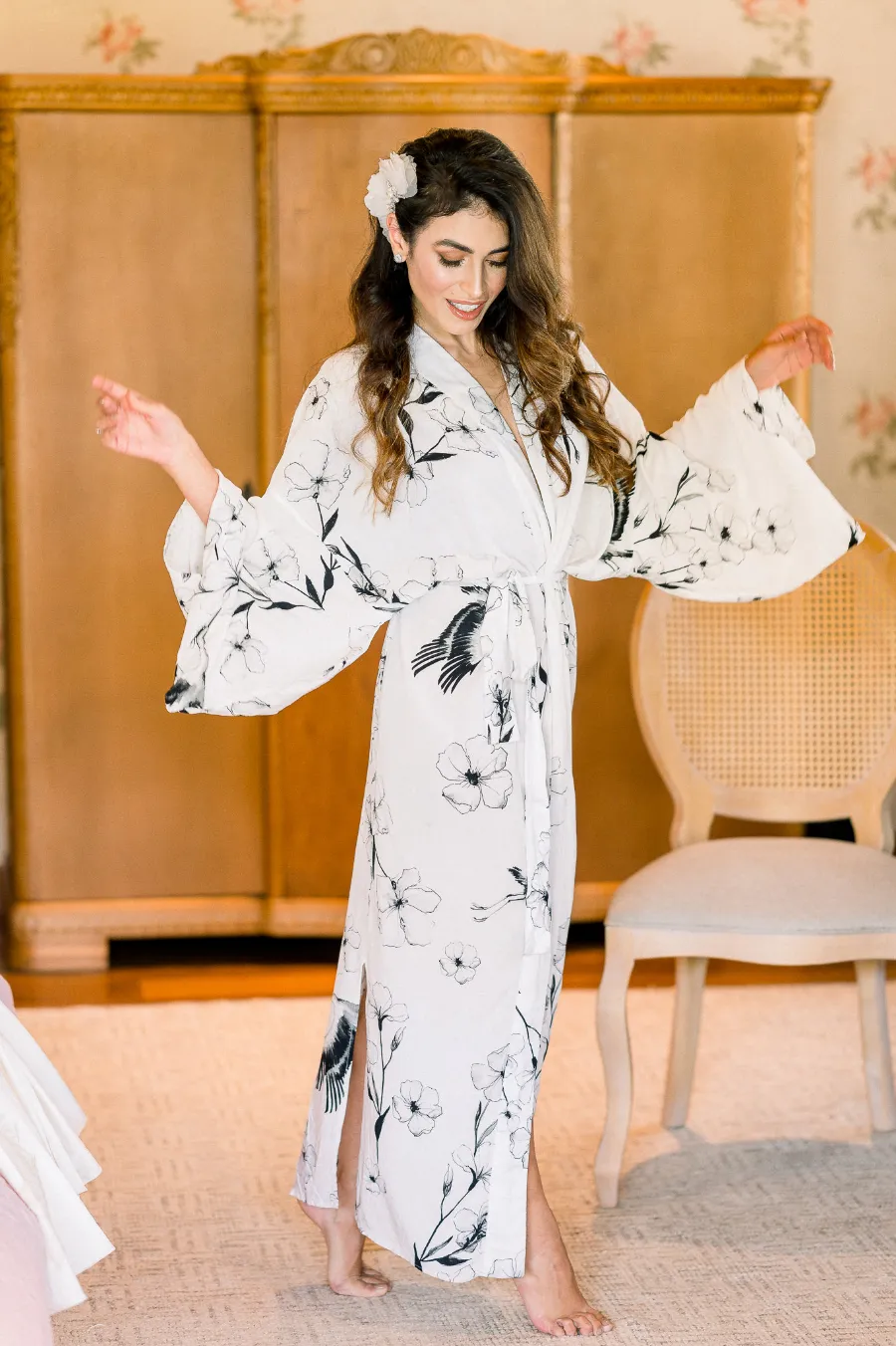 noiva com robe no making of