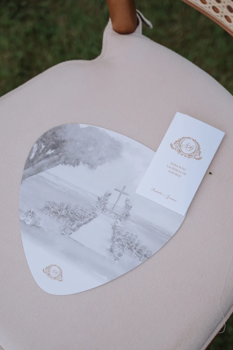 leque e convite de casamento